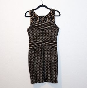 ✨3/$25 F21 Black Lace Overlay Nude Sheath Dress Size Medium